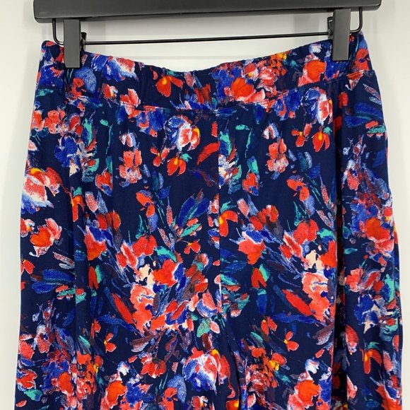 Cuddl Duds Flexwear Pants Blue Floral Print Wide Leg Pull On - Picture 8 of 9